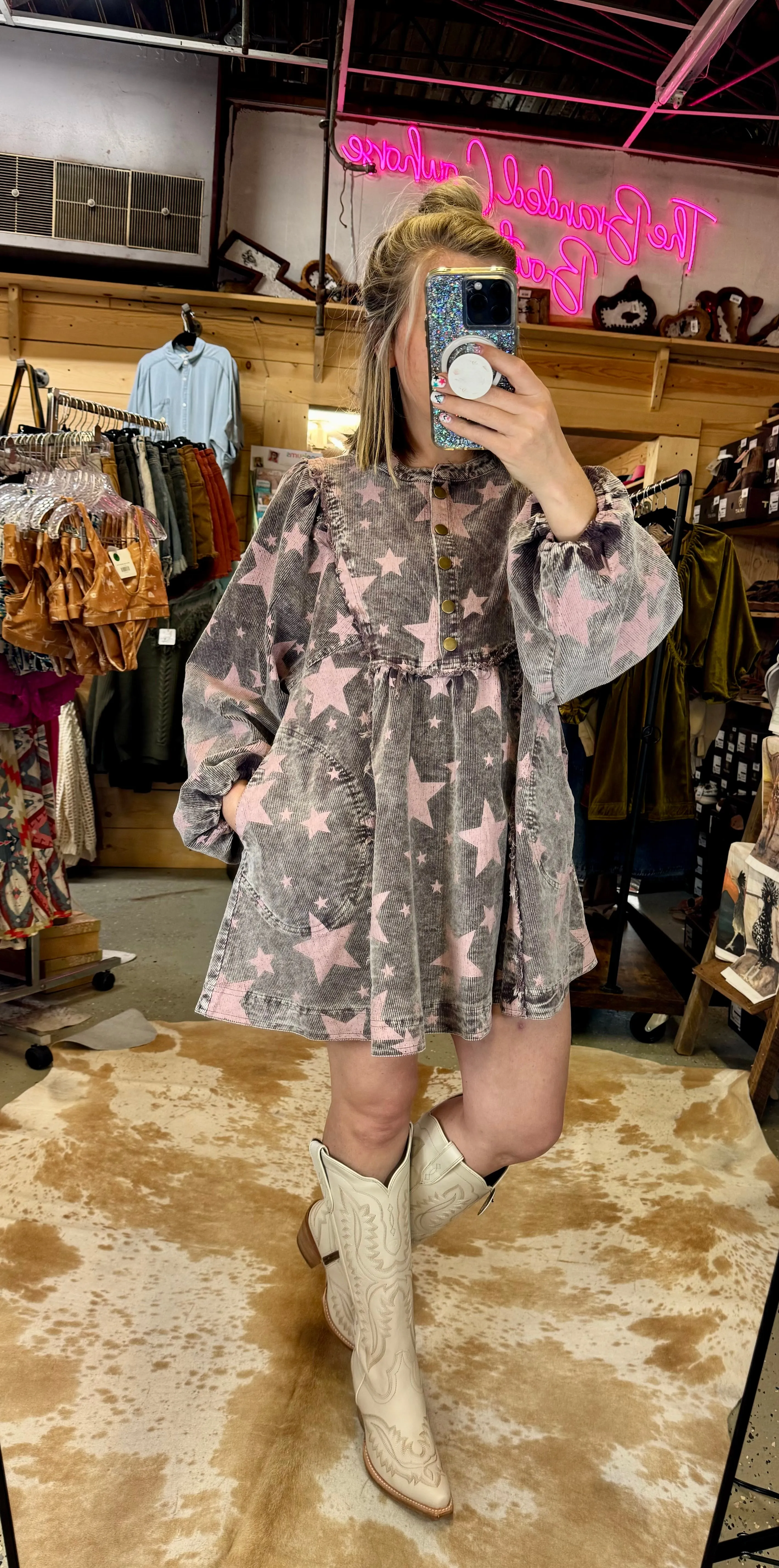 Corduroy Babydoll Star Dress