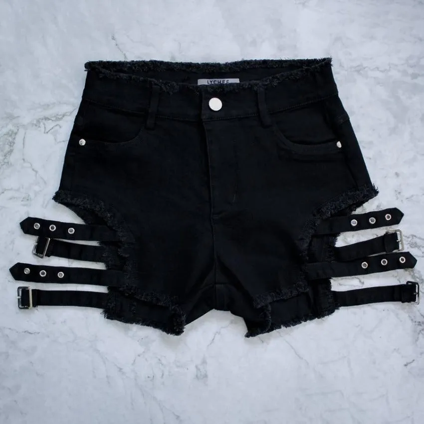Peppercorn Double Strap Denim Shorts
